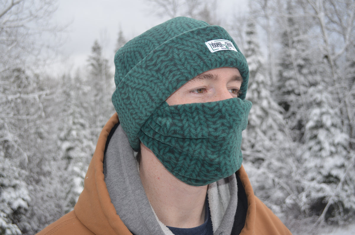 Stay Cozy in Style with Our Green Cable Yooper Chook- Made in the USA
